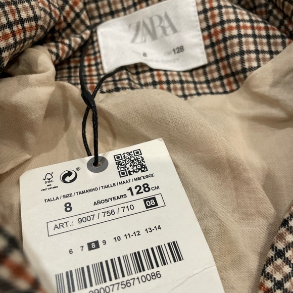 Zara Kids Tan and Brown Checkered Blazer - Picture 4 of 5